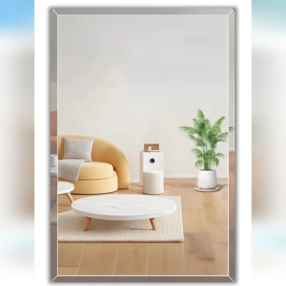 Bathroom-Mirror-for-Wall,12x16in Small Frameless Wall Mounted Mirrors, - Picture 1 of 6